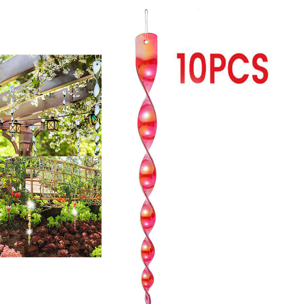 10Pack Bird Repellent Reflective Scare Rods Spiral Deterrent Control Device Deco