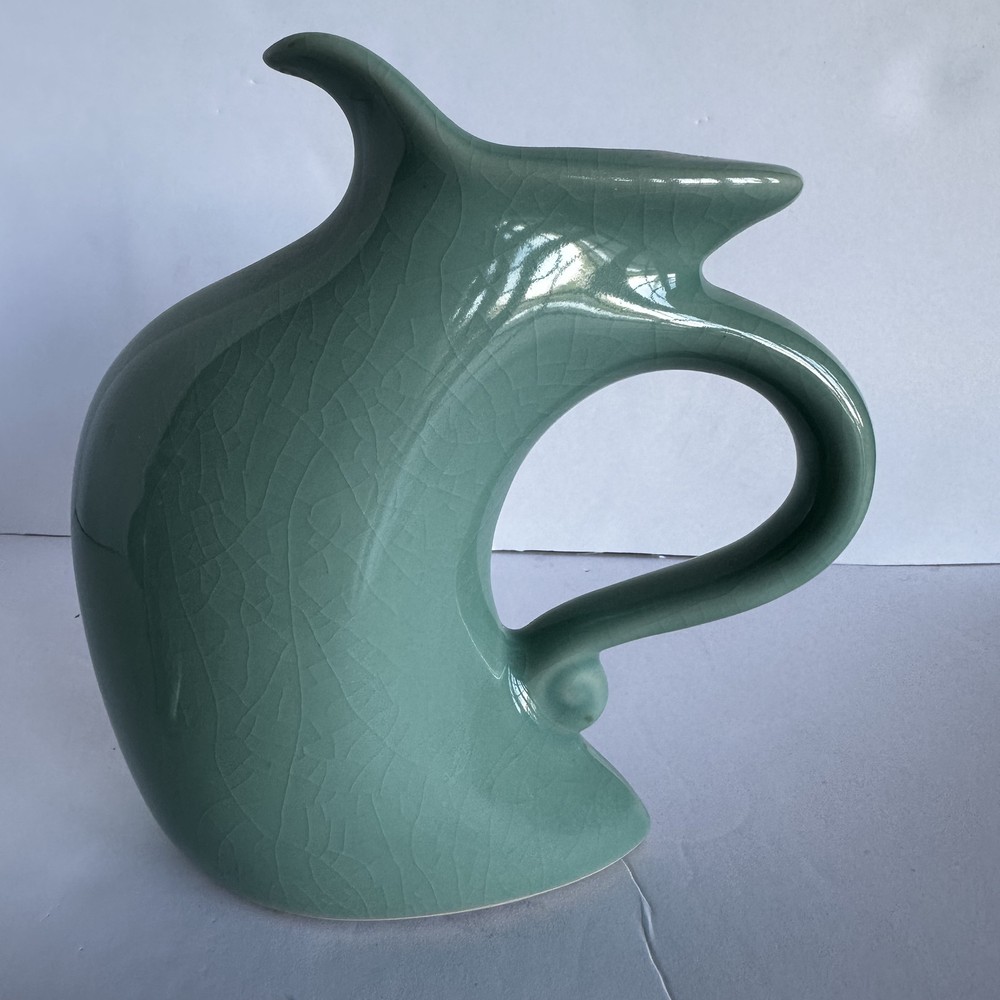 MICHAEL LAMBERT STUDIO Dancing & Struttin Creamer & Sugar Set Signed Aqua Green
