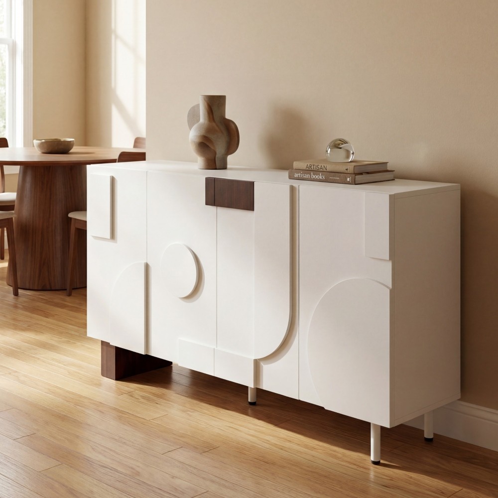 62.99'' Modern Sideboard Buffet Cabinet with 4 Doors Adjustable Shelves Storage