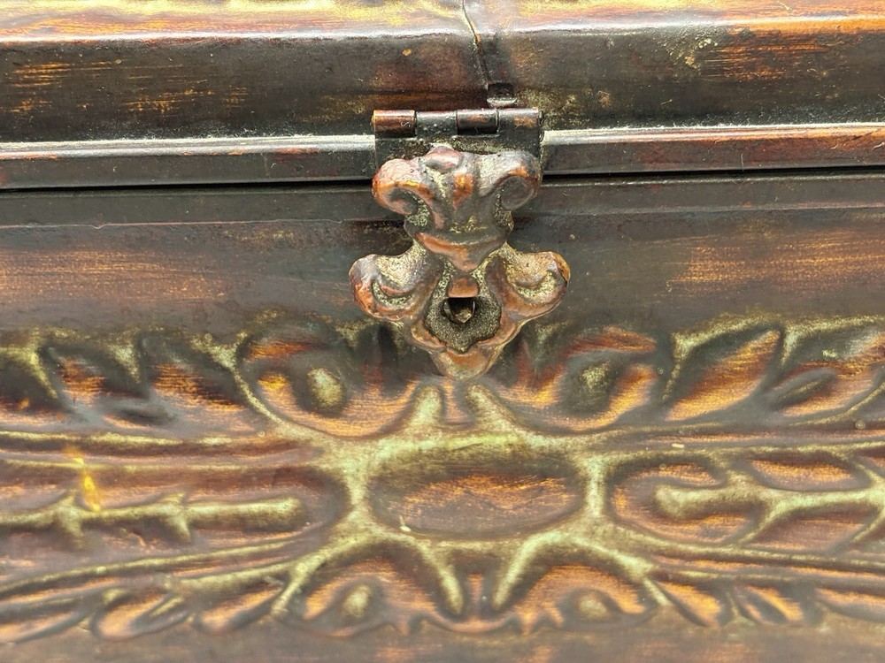 Vintage Footed Ornate Metal Storage Box