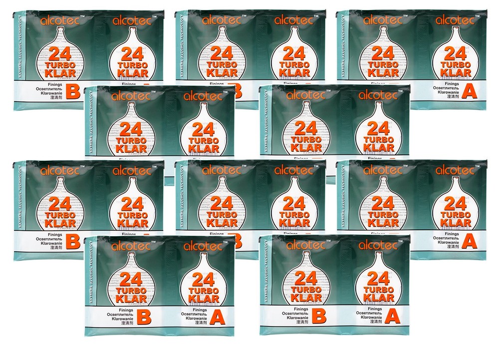 10x Alcotec TurboKlar 24hr Finings for clearing Homebrew Turbo, Wine, Beer,