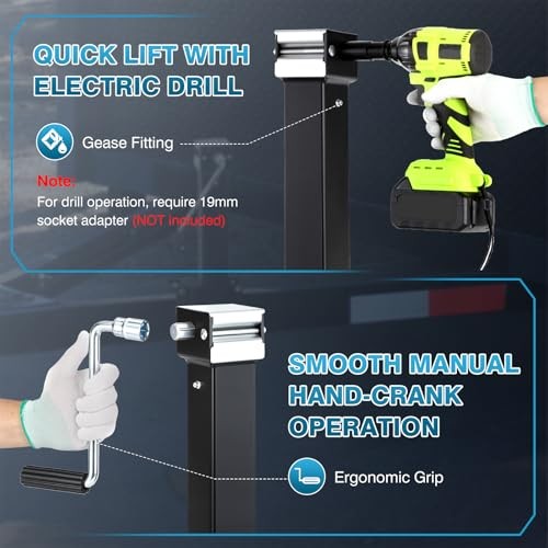 8000LBS Heavy Duty Trailer Jack Stand, Drill Powered/Manual Side-Mount