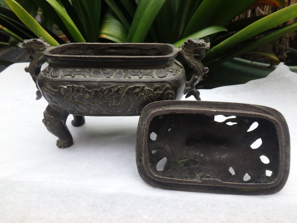 vintage look Bronze Dragon Incense Burner