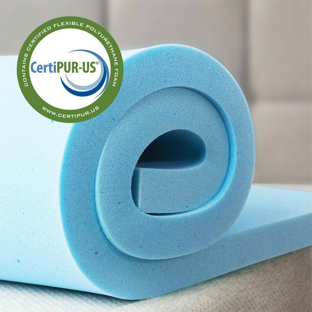 2 In. Medium No Pocket Gel Memory Foam Full Mattress Topper