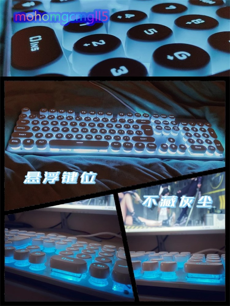 Punk Ice Blue Computer Laptop Silent Keyboard Silent Breathing Light Round Keys