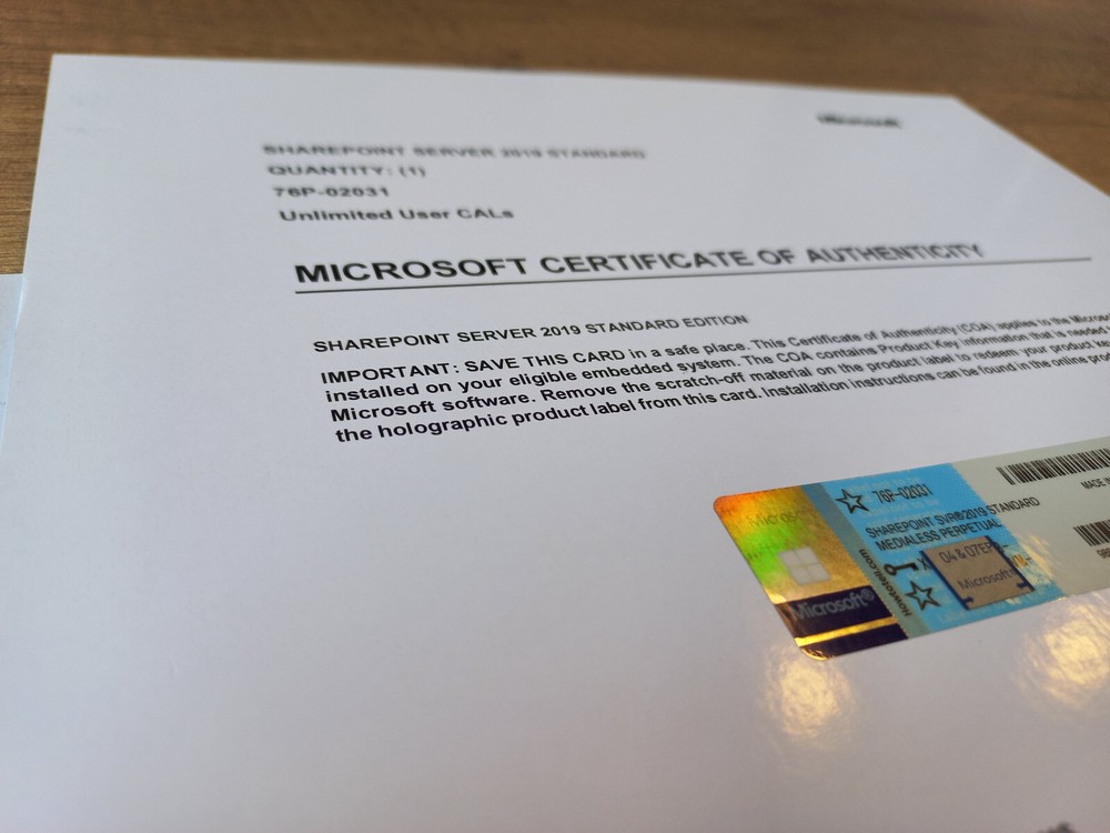 SharePoint Server 2019 Standard Edition 64 Bit with Unlimited User CAL 76P-02031