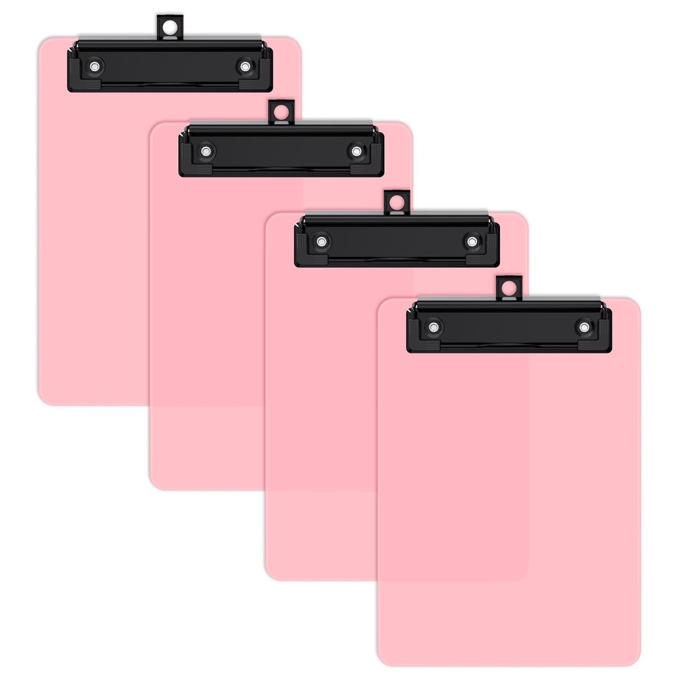 4 Pack Pink Small Clipboard, 5 x 7" Mini Size for Classroom, Students, Teache...
