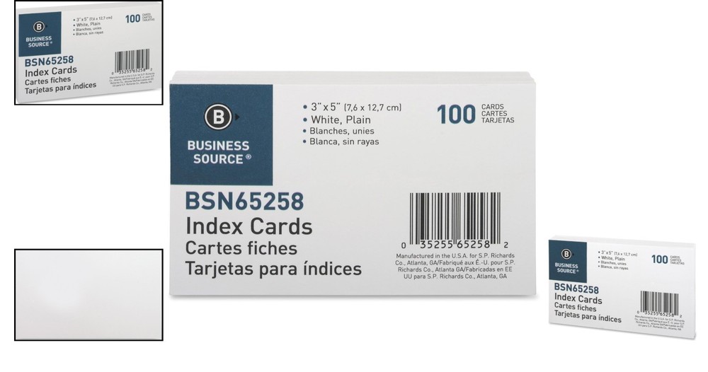 100 Count Plain 3 x 5 Index Cards - Customizable & Perfect for Note-Taking