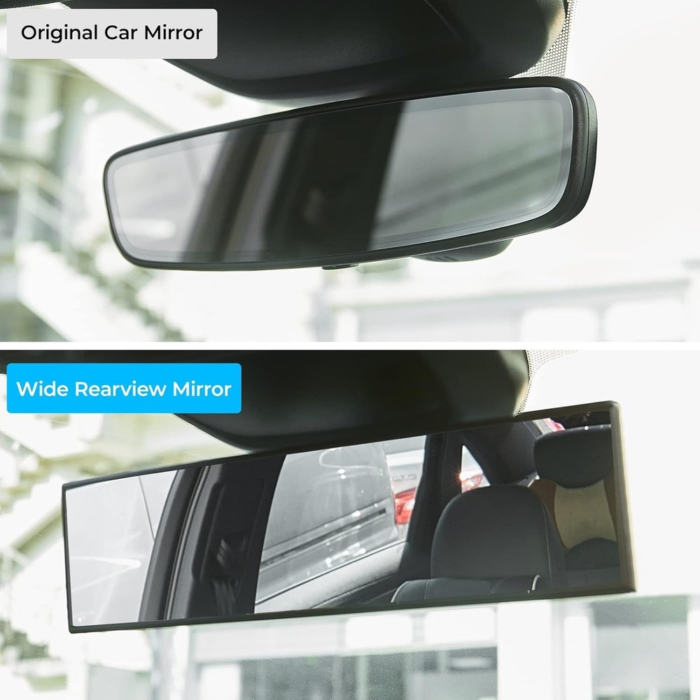 "11.81 Inch Espejo retrovisor, espejo retrovisor interior gran angular con clip