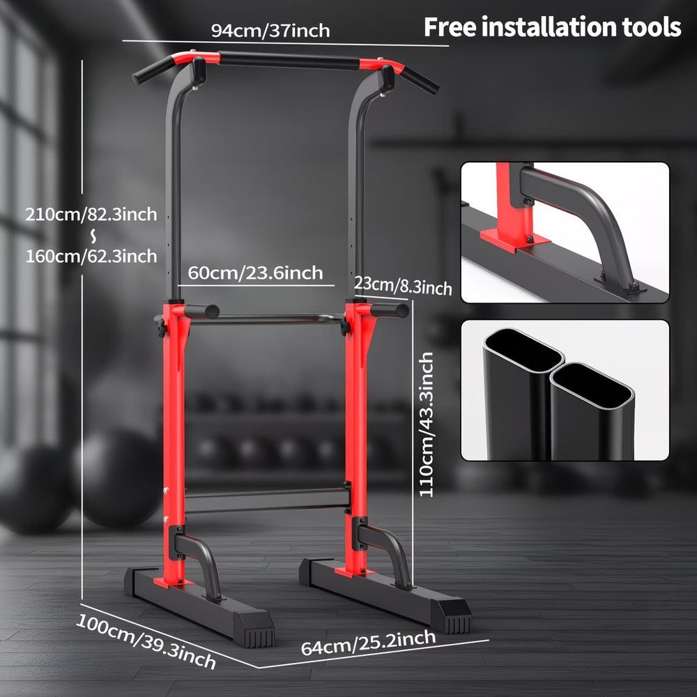 Djustable Height Power Tower Dip Station, Multi-Functional Strength Training Fit