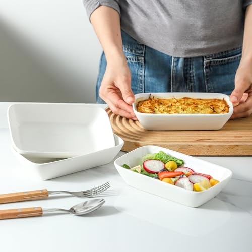 13.5oz Ceramic Small Baking Dish 7 × 4.3 x 1.5 Inch Baking 4 Pack Rectangle