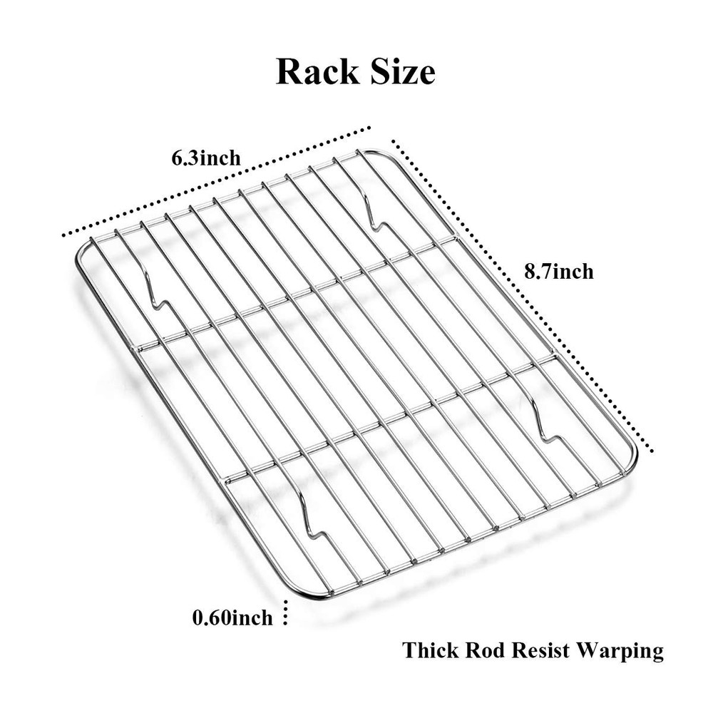 Baking Sheet with Rack Set [2 Sheets + 2 Racks], Stainless Steel Cookie Pan b...