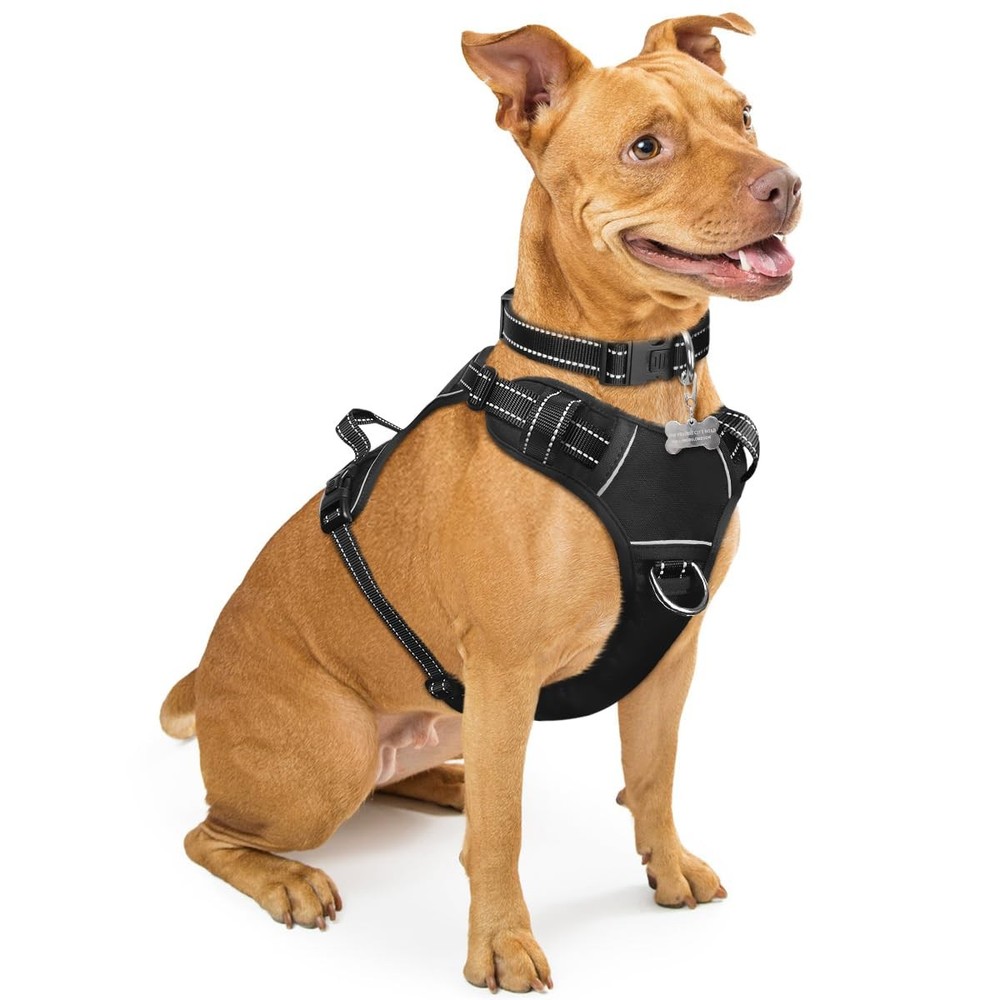 Dog Harness No Pull, Pet Harnesses with Dog Collar, Adjustable Reflective Oxf...