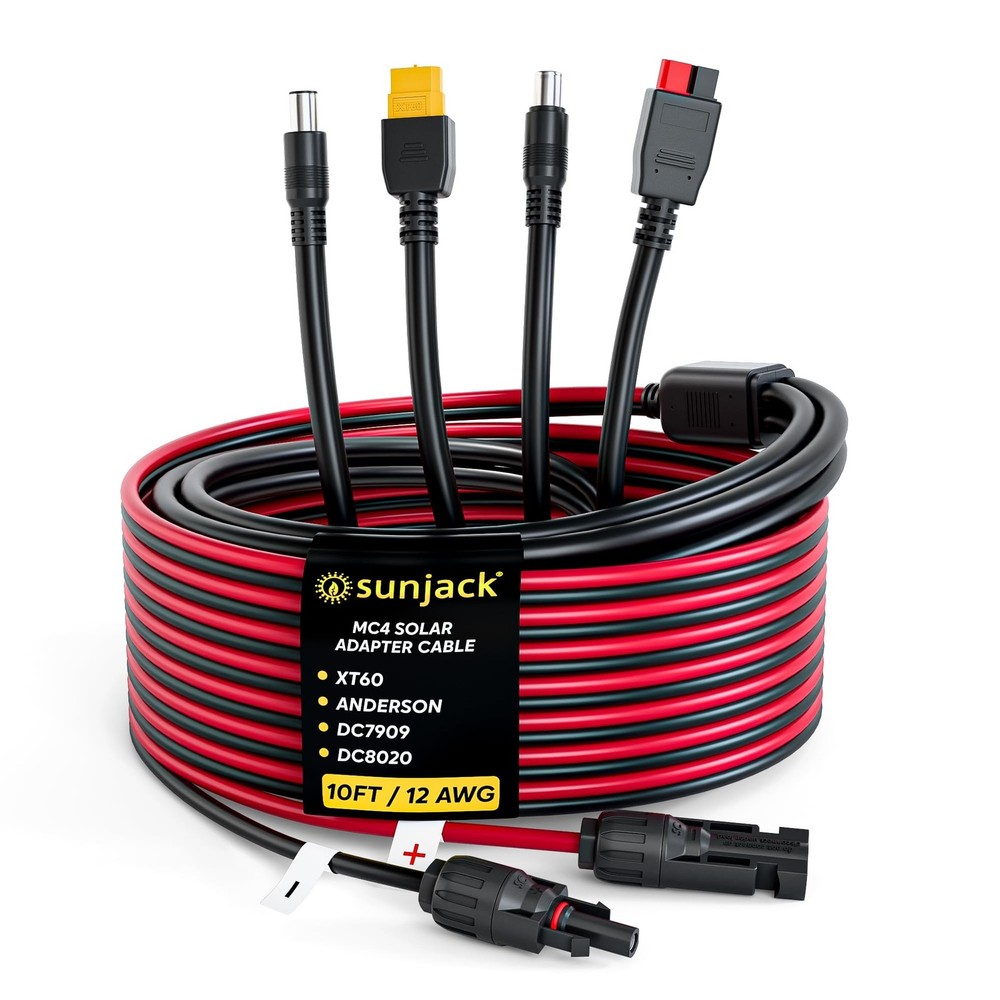 SunJack MC4 Solar Panel to Portable Power Station Adapter Cable, XT60 / Ander...