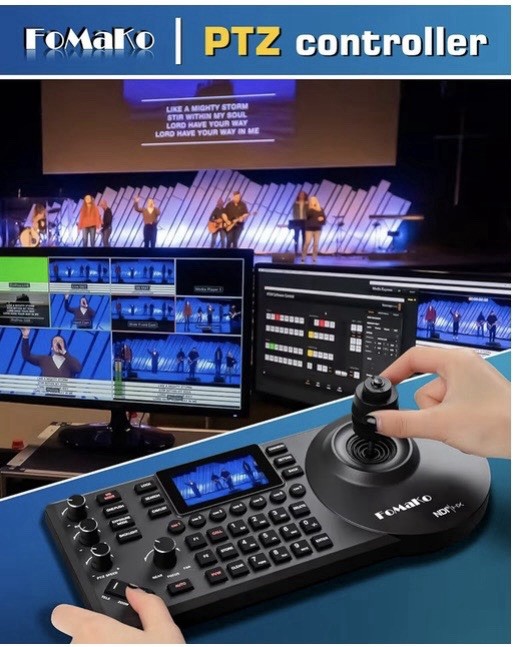 Pro NDI PTZ Camera Controller, Built-in LCD Preview, 4D Precision Joystick