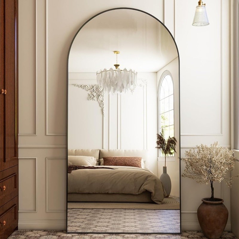 Arched Full Length Mirror HD Reflection Explosion-proof Glass Floor Mirror New