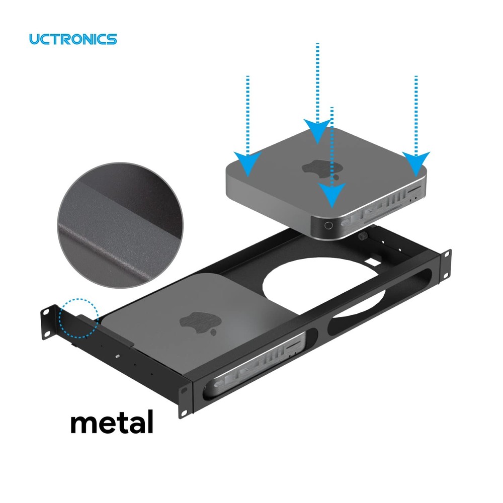 UCTRONICS Mac mini Rack Mount with Side holds up to 2 MAC mini, For