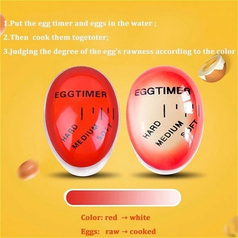 1x Egg Timer, Color Changing, Hard & Soft Boiled Indicator,