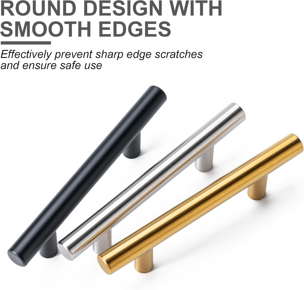 10 Pack 5'' Cabinet Pulls Matte Black Stainless Steel Kitchen