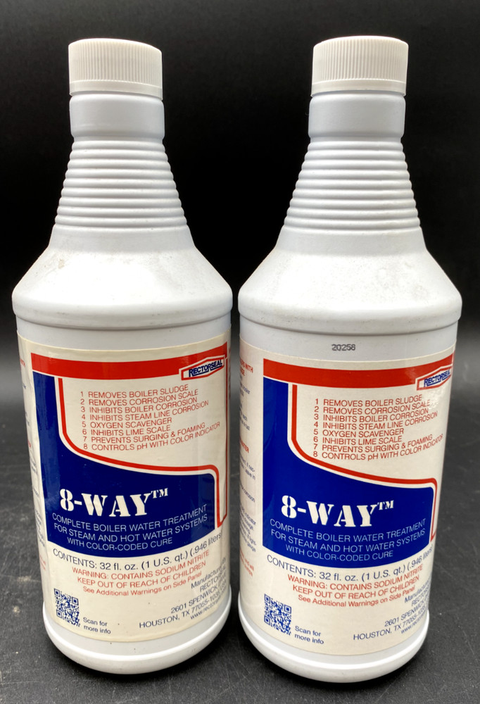 (2) RECTORSEAL 8-WAY BOILER WATER TREATMENT, STEAM & HOT WATER, COLOR-CODED CURE