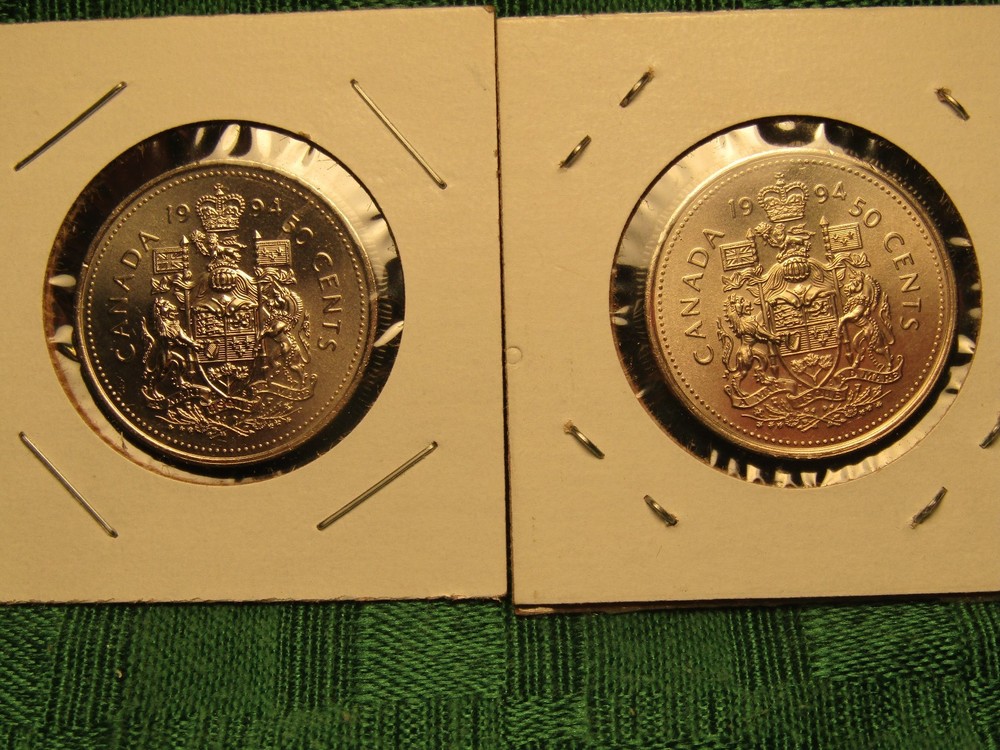 1994 CANADA 50c. SCARCE MINT ERROR with DoT in "G" & REGULAR 1994..2 COINS
