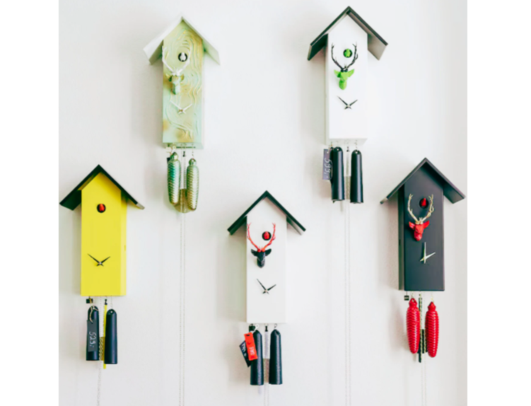 Black Gold Cuckoo Clock with Deer Head, Deer Cuckoo Clock, Handmade Cuckoo Clock