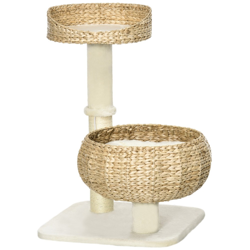 28" Elevated Cat Bed with Sisal Scratching Post