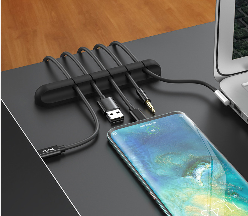 Silicone USB Cable Winder Desktop Cable Organizer Management Multipurpose Clips