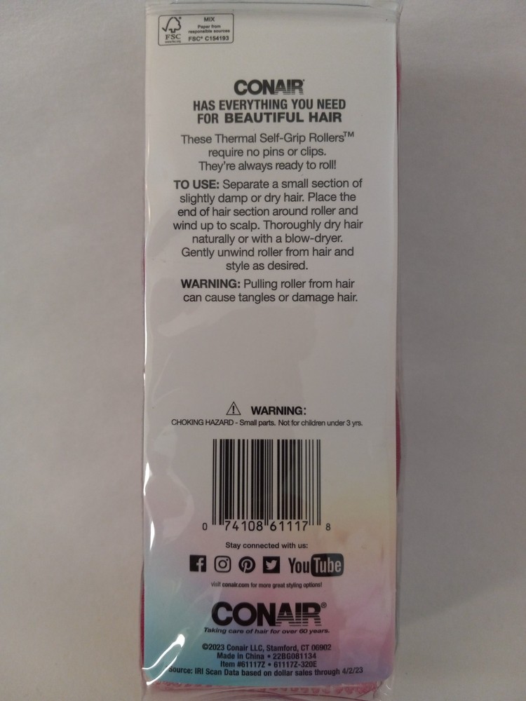 Conair Thermal Self-Grip Rollers Smooth & Voluminous Curls, Assorted Sizes, 12pk