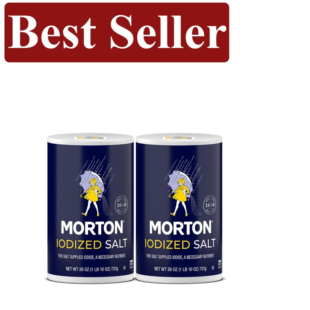 Moisture-Resistant Iodized Salt 26oz Pack of 2 - Essential for Every Kitchen
