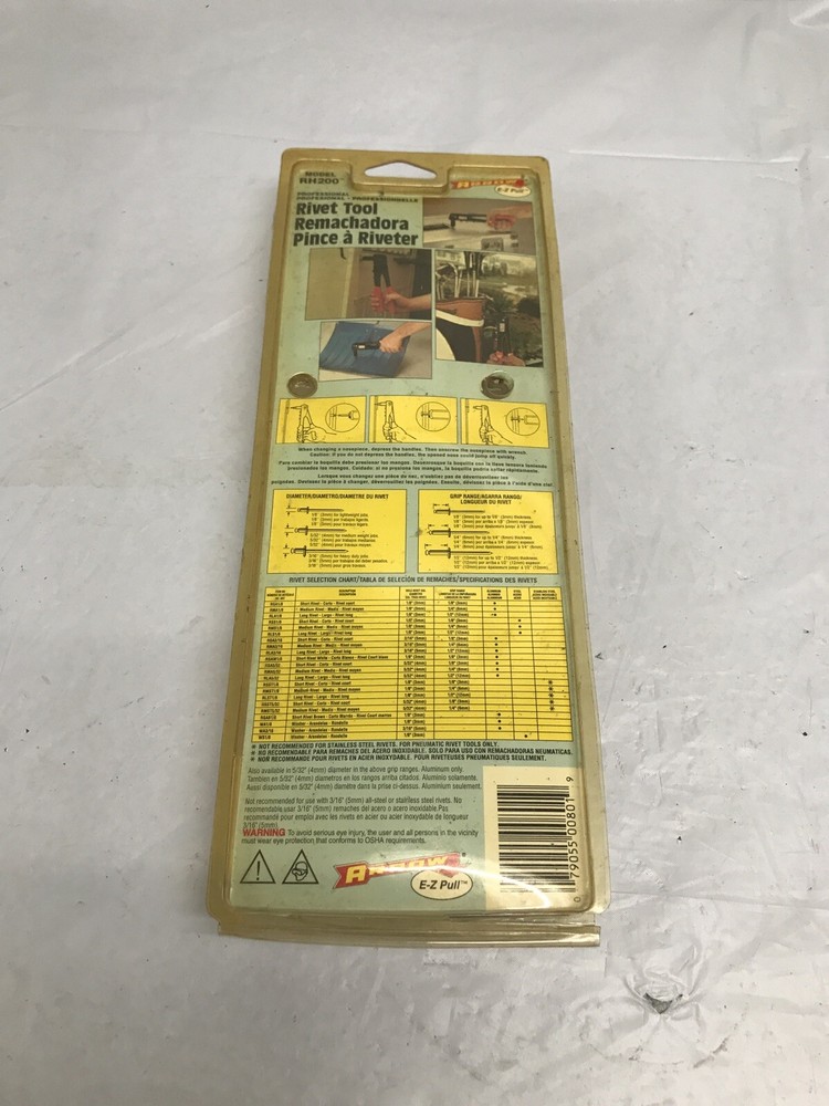 ARROW "E-Z PULL" RH200 PROFESSIONAL RIVET TOOL NOS