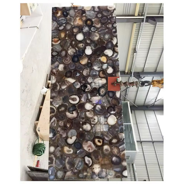 Natural Agate Geode Console Slab Top, Rectangle Agate Table Top, Home Decor