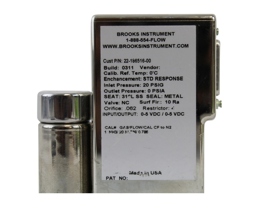 BROOKS DELTA CLASS MASS FLOW CONTROLLER SLA7950S1EGG1B2A1 NH3 20 SLPM