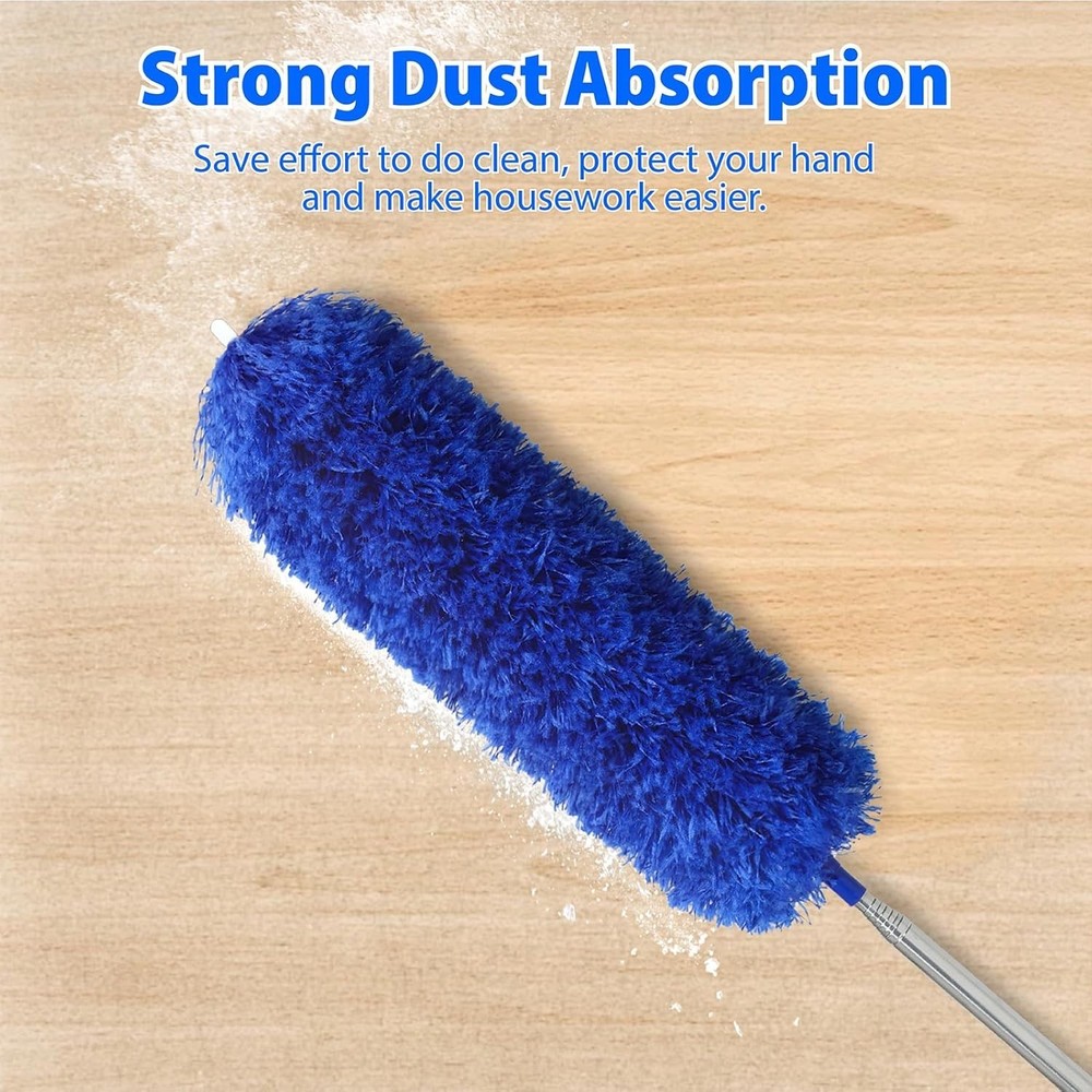 Duster with 80" Extension Pole for Cleaning, Bendable Duster Microfiber Head,...