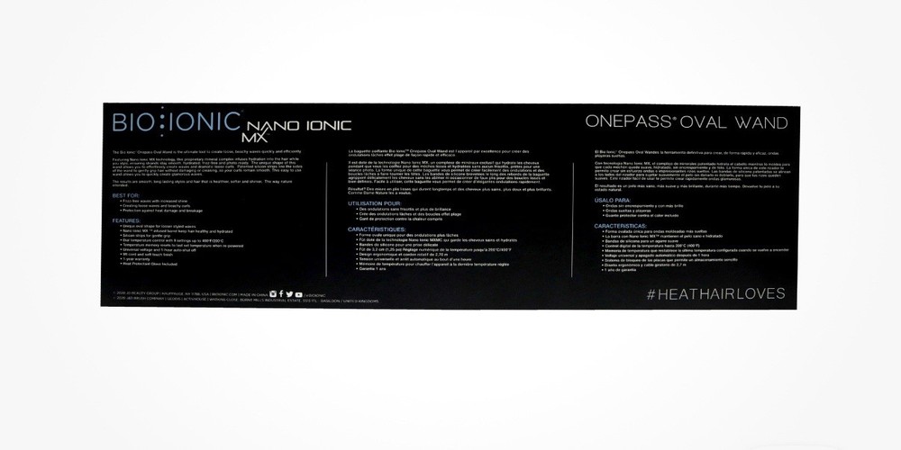 Bio Ionic OnePass Oval Wand - 1 Pc Curling Iron NEW!