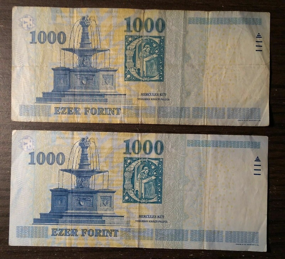 2 pcs - HUNGARY 1000 FORINT 2012, 2015 circulated