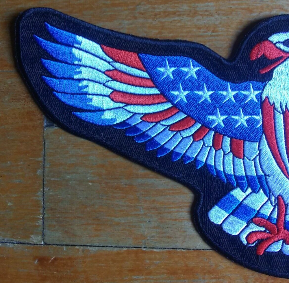 LARGE AMERICAN EAGLE USA FLAG BIKER MILITARY JACKET BACK PATCH