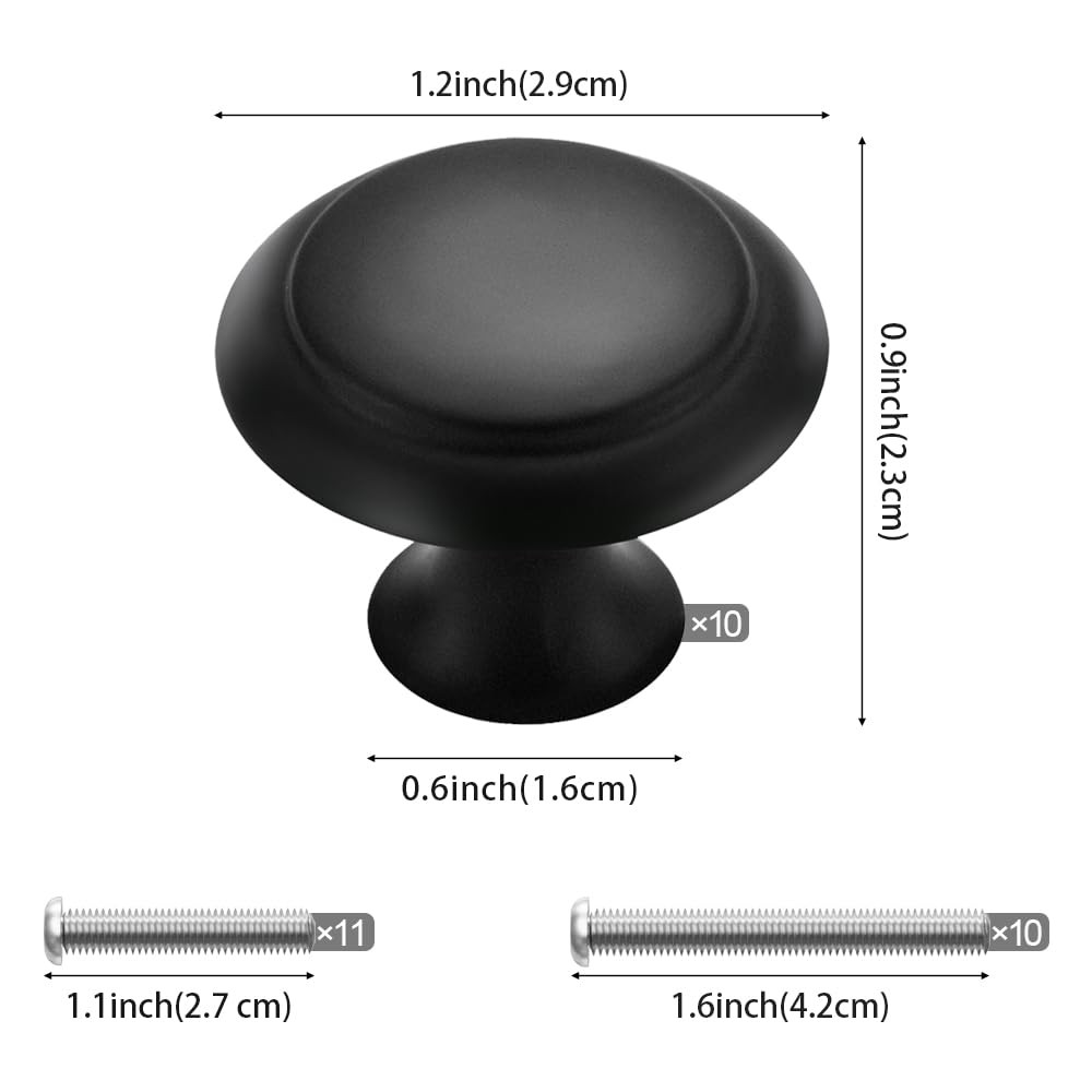 Cabinet Knobs 10 Pack Matte Black Drawer Pull Handles