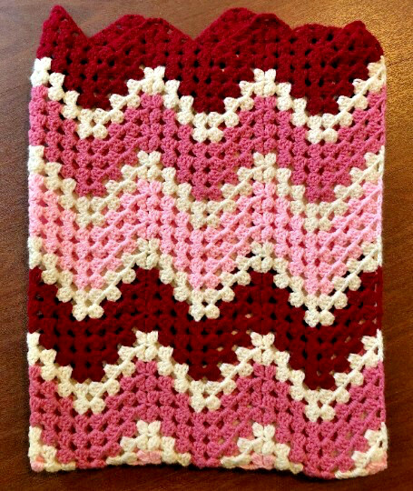 Handmade Crochet Afghan Throw Blanket - Multicolor - Zigzag Chevron 52"x37"