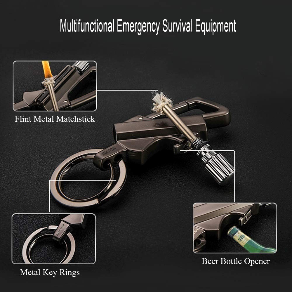 BIASTNR Permanent Match Flint Metal Matchstick Fire Starter Medium, Black