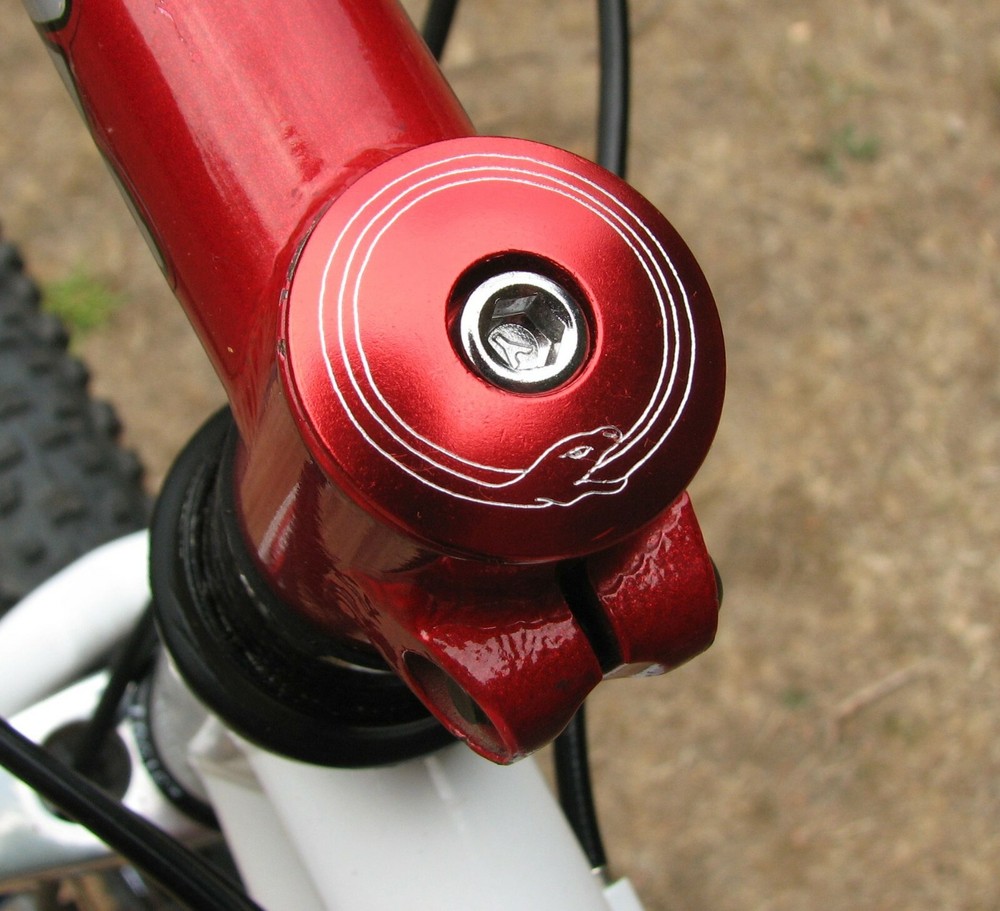 OUROBOROS HEADSET STEM TOP CAP 1 1/8" CUSTOM ENGRAVED RED