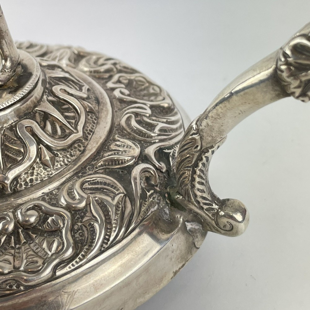 Antique Probably Spanish Solid “915” Silver Figural Chamberstick Figurehead 18cm