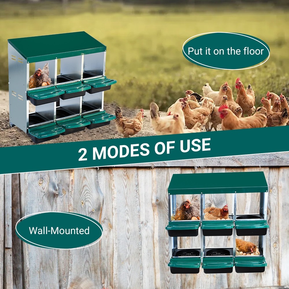 6 Hole Chicken Nesting Box Hen Laying Boxes Roll Away Nesting Box for Laying Egg