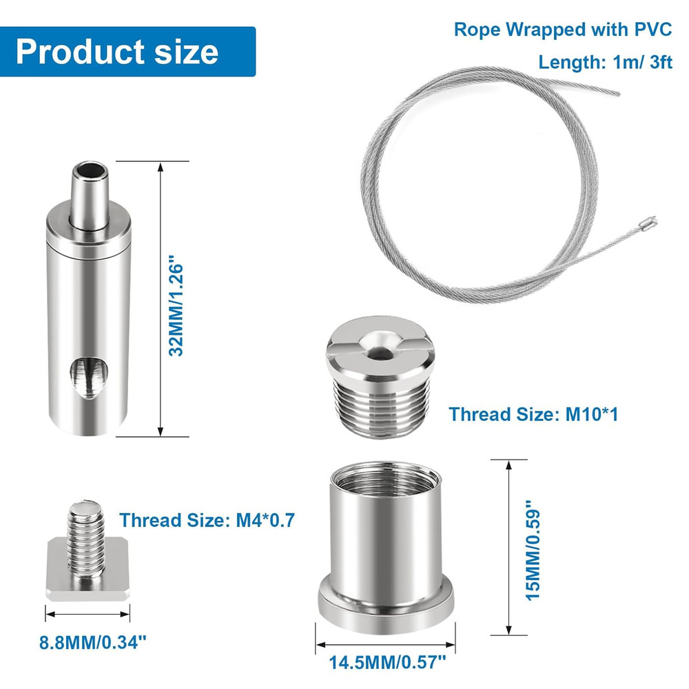 Ceiling Hanging Wire Cable Kit, 4 Sets Wire Cable Hanging System kit, Aquarium L