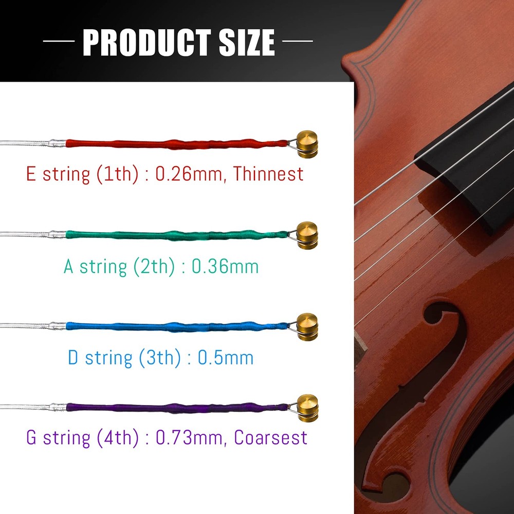 Yeshone 8 Pieces Violin Strings Universal Full Set (G-D-A-E) 4/4 Black