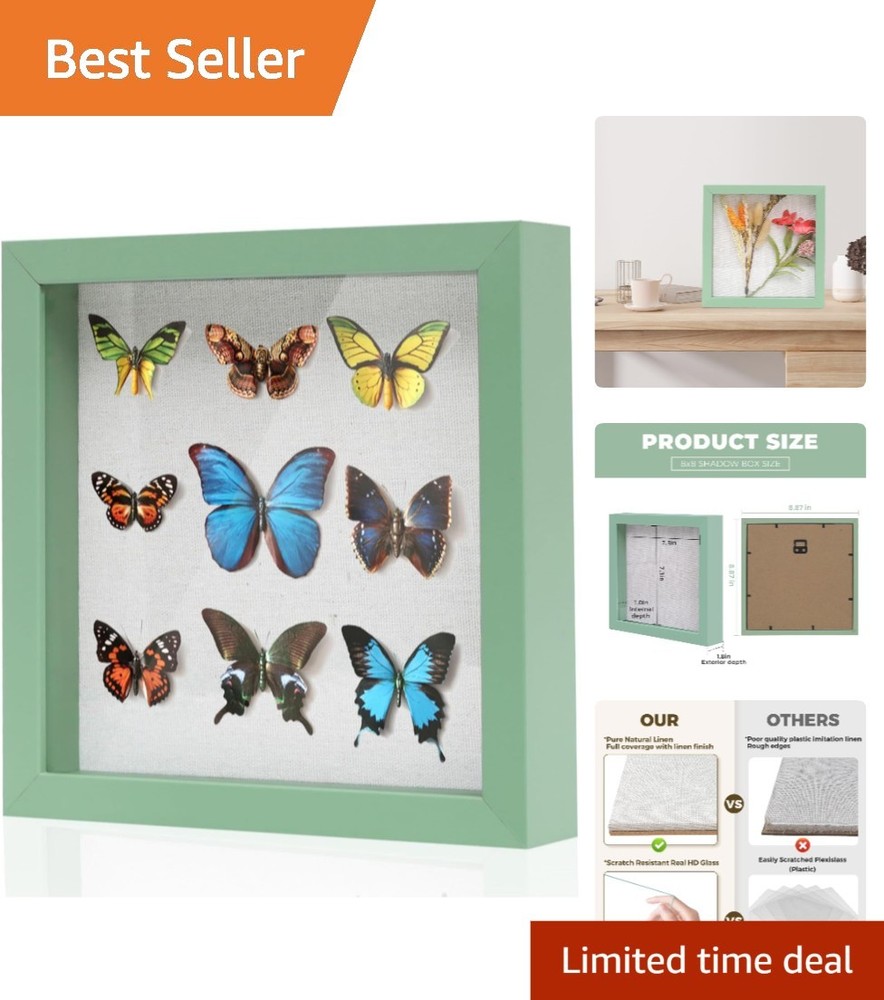 8x8 Shadow Box Frame with Linen Backboard for Memorabilia and Photos