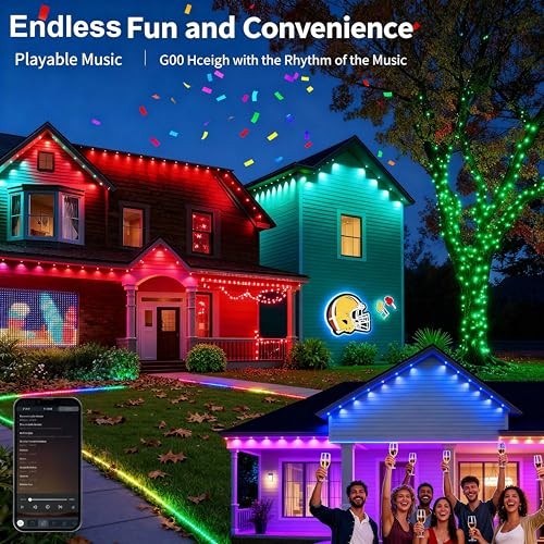 Smart Permanent Outdoor 100ft - RGB Color Changing with Bluetooth APP & Remote