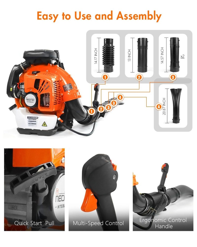 Backpack Leaf Blower Gas Powered Snow Blower 847CFM 236MPH 75.6cc 2-Stroke