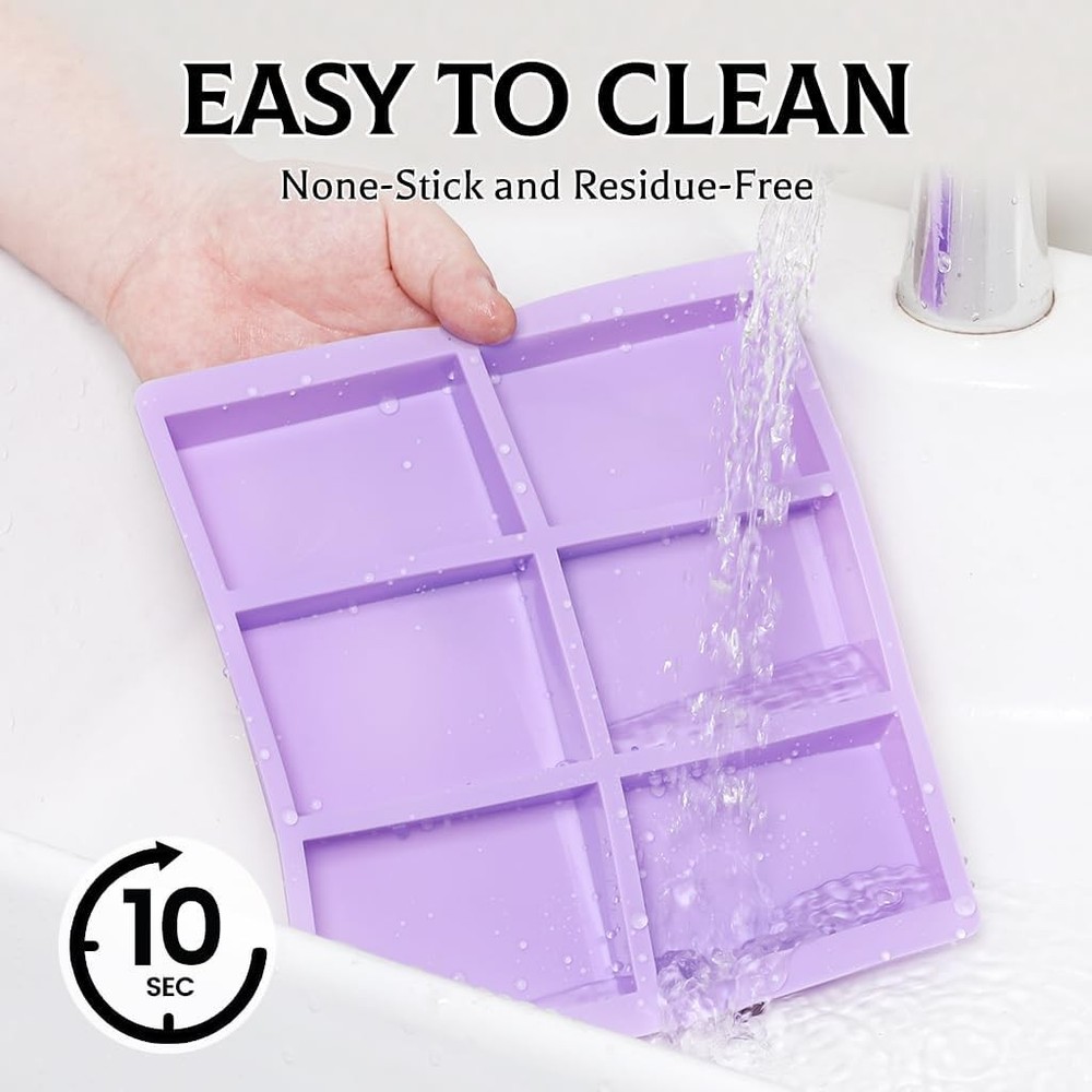 Silicone Soap Molds 3 Packs, Rectangle Soap Molds for Soap Making, 6 Cavity Mold
