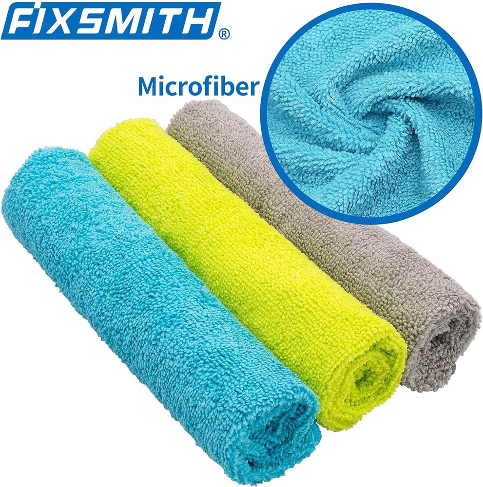 FIXSMITH Microfiber Cleaning Cloth - Pack of 50, 3 Colors Assorted